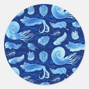 Ancient sea animals: Trilobites, Anomalocaris... Classic Round Sticker