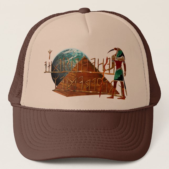 Ancient Secrets THOTH 3D Egyptian Scifi Trucker Hat (Front)