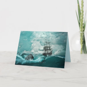 ancient ship greeting card