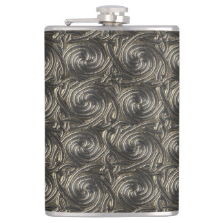 Ancient Silver Celtic Spiral Knots Pattern Hip Flask