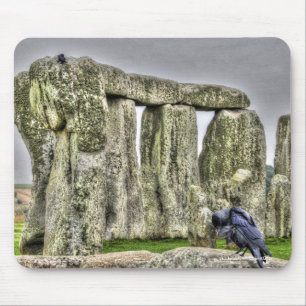 Ancient Site of Stonehenge & Preening Crow Mouse Mat