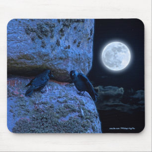 Ancient Site of Stonehenge, Two Crows & Full Moon Mouse Mat