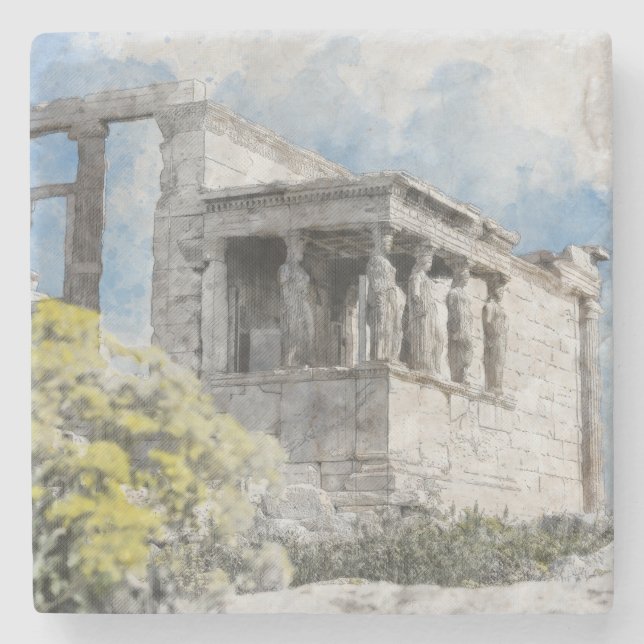 Ancient Sites Acropolis in Athens, Greece Stone Coaster (Front)