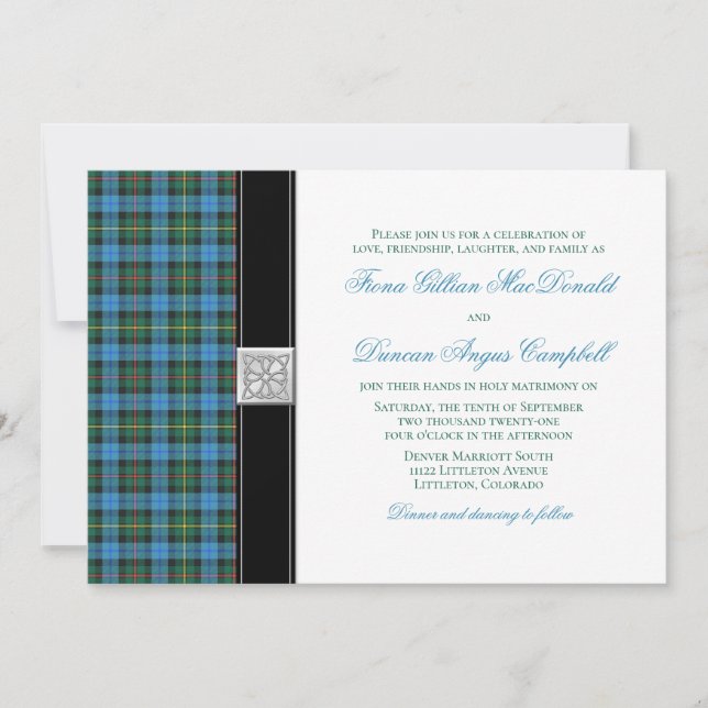 Ancient Smith Tartan Wedding Invitation (Front)