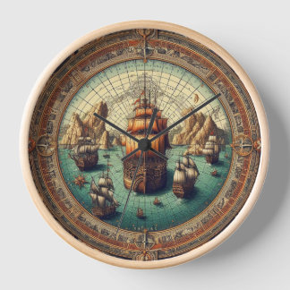 Ancient Spanish Sailing Ship, Map 3 Clock