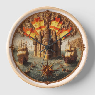 Ancient Spanish Sailing Ship, Map 4 Clock