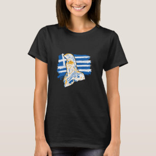 Ancient Spartan Greek Warrior On Greece Flag Vinta T-Shirt