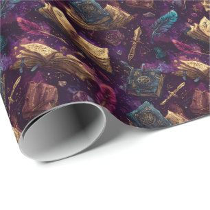 Ancient Spellbooks and Enchanted Quill D&D Scholar Wrapping Paper