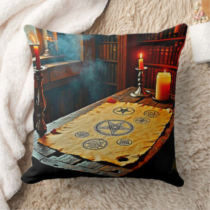 Ancient Spells on a Mystic Scroll Cushion