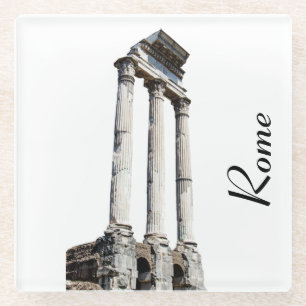 Ancient stone columns square glass coaster