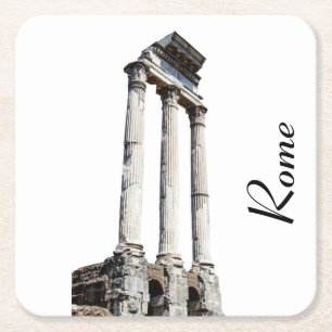 Ancient stone columns square paper coaster