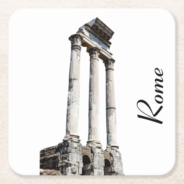Ancient stone columns square paper coaster (Front)