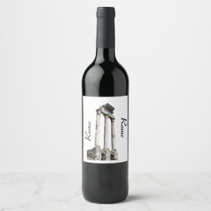 Ancient stone columns wine label