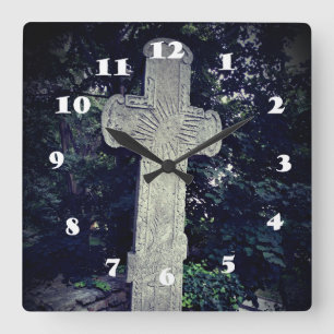 Ancient Stone Cross Photo Wall Clock