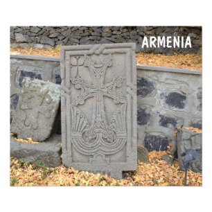 Ancient stone crosses (khachkars) in Armenia Photo Print