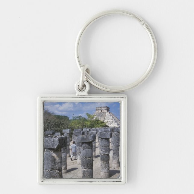 Ancient Stone pillars in Chichen Itza. Central Key Ring (Front)