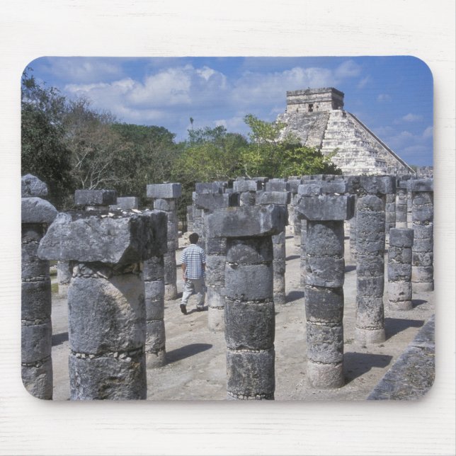 Ancient Stone pillars in Chichen Itza. Central Mouse Mat (Front)