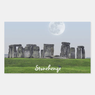 Ancient Stonehenge and Moon Salisbury, England Rectangular Sticker