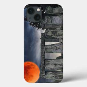 Ancient Stonehenge & Mystical Red Full Moon iPhone 13 Case
