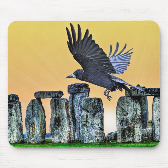 Ancient Stonehenge & Rook Corvid-lover's Gift Mouse Mat (Front)