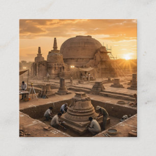 Ancient Stupa Heritage Historical Landscape Art Square Business Card