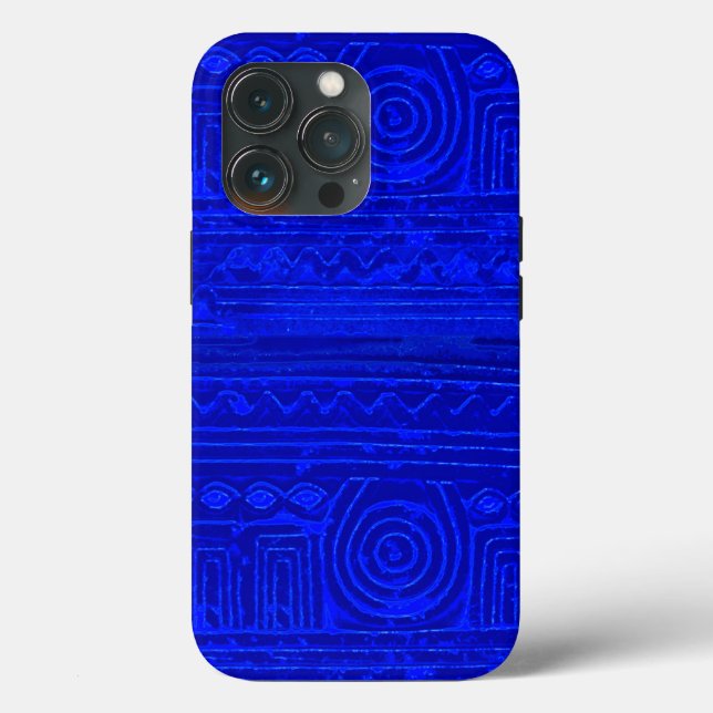 Ancient Sumerian Mesopotamian Pattern Blue Case-Mate iPhone Case (Back)