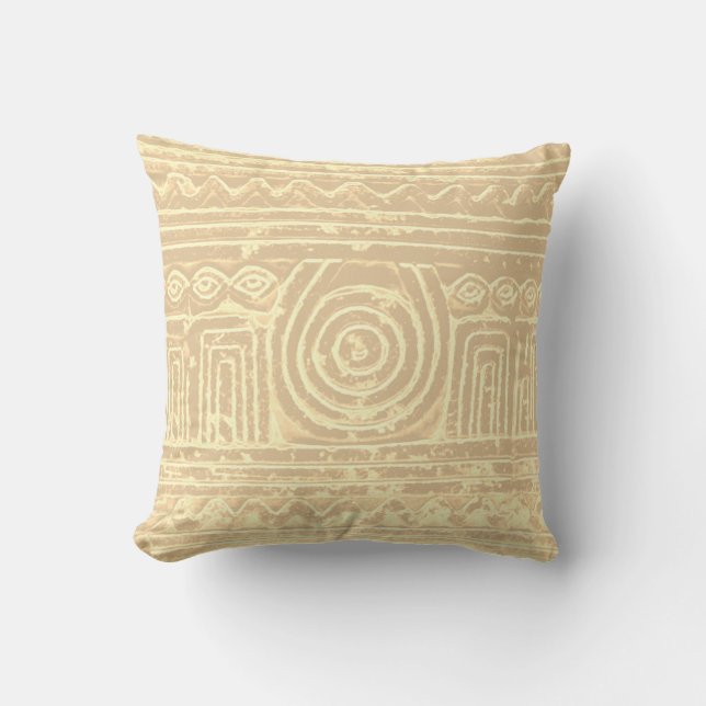 Ancient Sumerian Mesopotamian Pattern Cream Filter Cushion (Front)