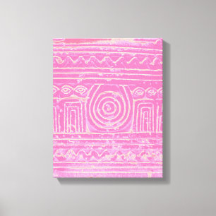 Ancient Sumerian Mesopotamian Pattern Pink Canvas Print
