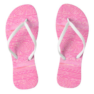 Ancient Sumerian Mesopotamian Pattern Pink Flip Flops