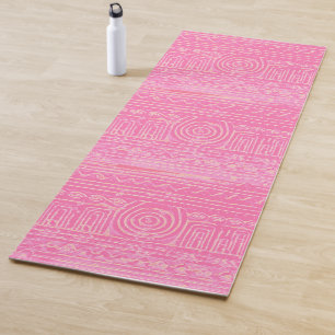Ancient Sumerian Mesopotamian Pattern Pink Yoga Mat