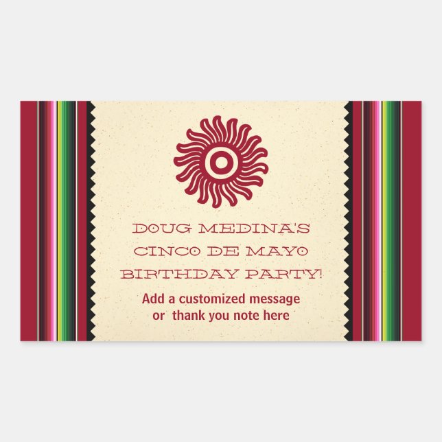 Ancient Sun Mexican Serape Rectangular Sticker (Front)