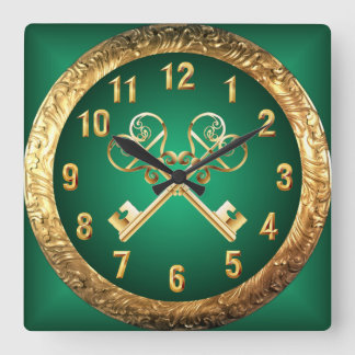 Ancient Symbol ~ Many Meanings ~ Crossed Keys Square Wall Clock
