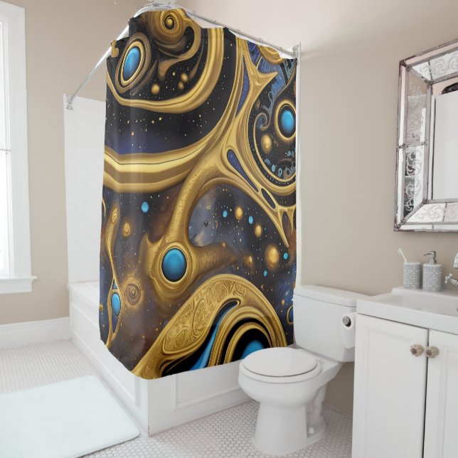 Ancient symbols in vibrant Abstract Design Shower Curtain (In Situ)