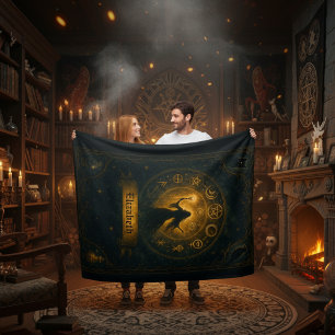 Ancient Symbols & Magical Sorceress Custom Name Fleece Blanket