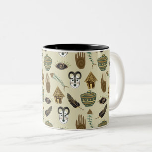 Ancient Symbols Uneven Pattern Two-Tone Coffee Mug