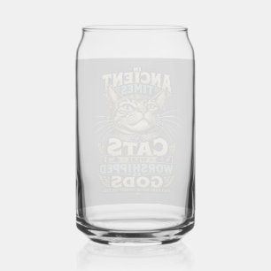 Ancient Tabby Cat Attitude Can Glass