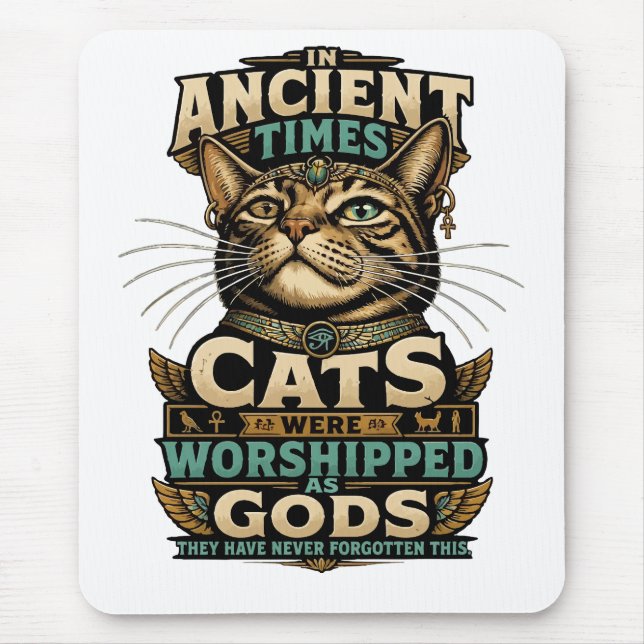 Ancient Tabby Cat Attitude Mouse Mat (Front)
