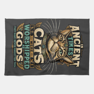 Ancient Tabby Cat Attitude Tea Towel