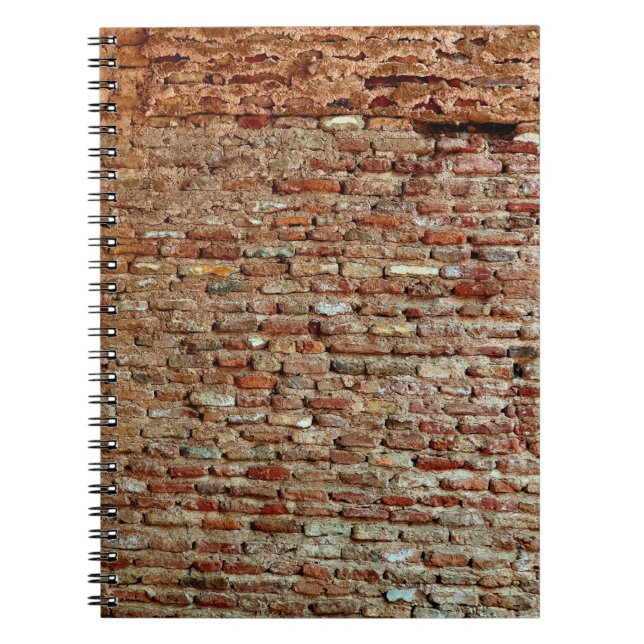 Ancient Textured Brick Wall of Lal Killa Indiaaged Notebook (Front)