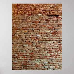 Ancient Textured Brick Wall of Lal Killa Indiaaged Poster