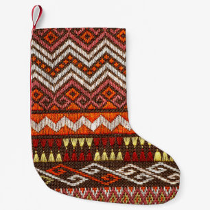 Ancient Thai handcraft, peruvian rug. Small Christmas Stocking