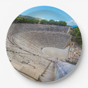 ancient theater in Epidaurus, Argolis, Greece Paper Plate
