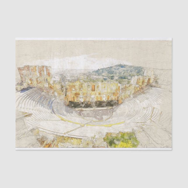 Ancient theatre of Athens, Greece Tissue Paper (Front)