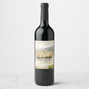 Ancient Theatre of Athens Greece Wine Label 