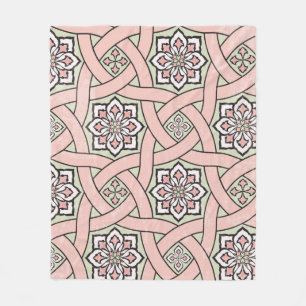 Ancient tile ornamental background, seamless patt fleece blanket