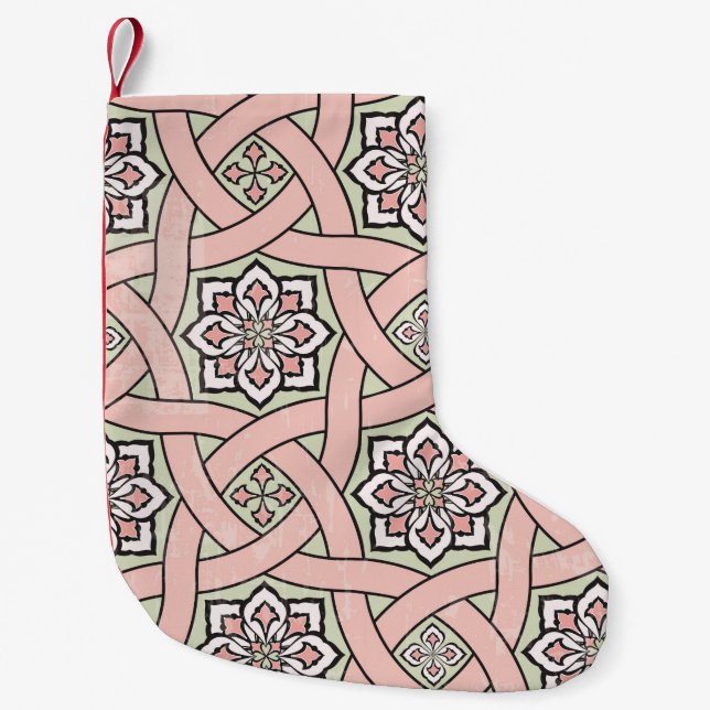 Ancient tile ornamental background,  seamless patt small christmas stocking (Front)