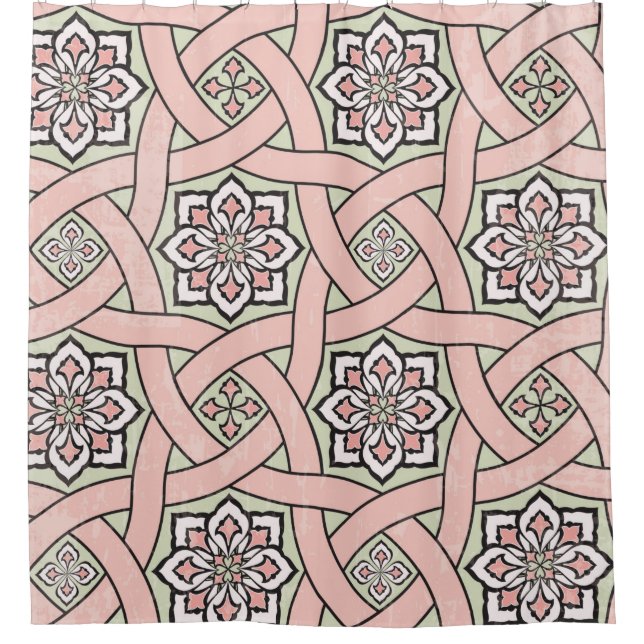 Ancient tile ornamental background,seamless patter shower curtain (Front)
