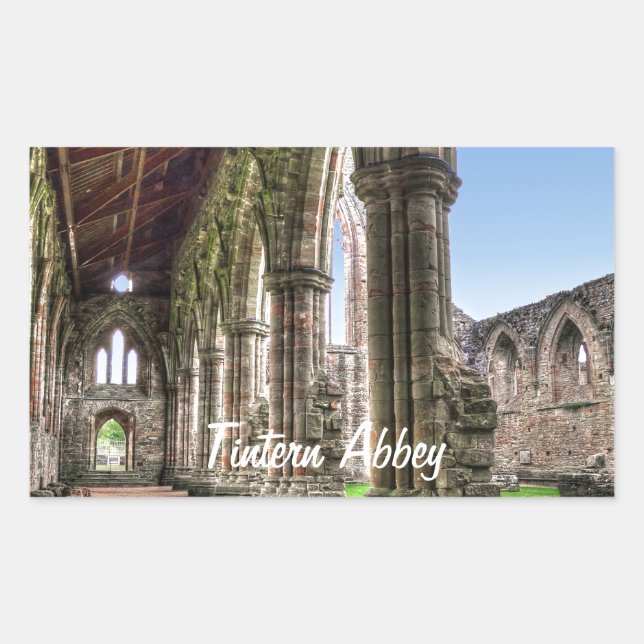 Ancient Tintern Abbey, Cistercian Monastery, Wales Rectangular Sticker (Front)
