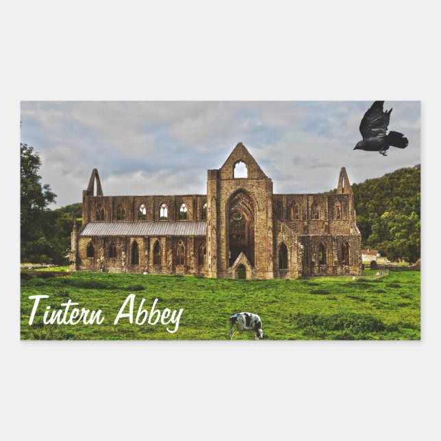 Ancient Tintern Abbey, Cistercian Monastery, Wales Rectangular Sticker (Front)