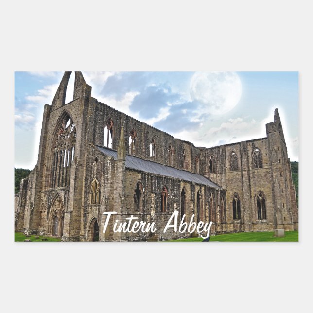 Ancient Tintern Abbey, Cistercian Monastery, Wales Rectangular Sticker (Front)